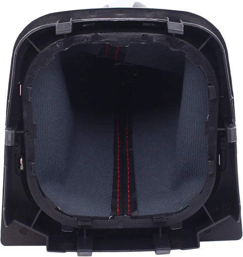 MOTOKU Black Leather with Red Stitching Gear Shifter Knob Boot Cover with 6 Speed Manual Shift Knob and Bracket Base Assembly for Volkswagen Jetta...