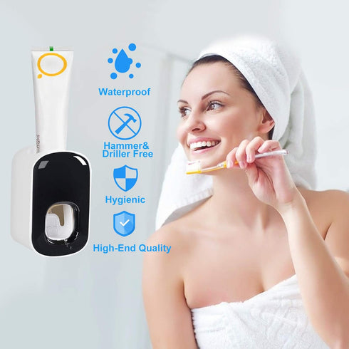 Toothpaste Dispenser,Automatic Toothpaste Squeezer Fit for Kids and Adults,Hands Free Wall Mounted Toothpaste Holder With Self-stick Sticker,Punch...
