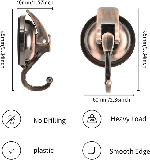 Wreath Cup Hook,Bronze -Plated Plished Super Suction for Shower,Glass Window,Kitchen&Bathroom&Restroom Organization?4Pack...