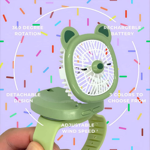 Personal Fan with Wrist Strap - Battery Operated, USB Rechargeable Fan Portable, LED Lights, 3 Adjustable Speed - Portable Fans for Kids Children ...