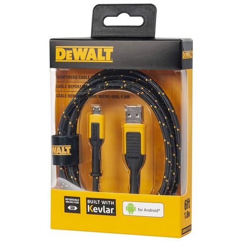 DEWALT Micro-USB to USB Cable — Reinforced Braided Micro-USB Cable — USB to Micro-USB Cable — Charger Cord Compatible with Android — Android Compa...