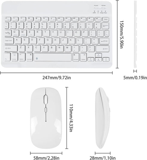 Bluetooth Keyboard and Mouse Combo,Ultra Slim Rechargeable Portable Wireless Keyboard Mouse Set Compact for Android Windows Tablet Cell Phone iPho...