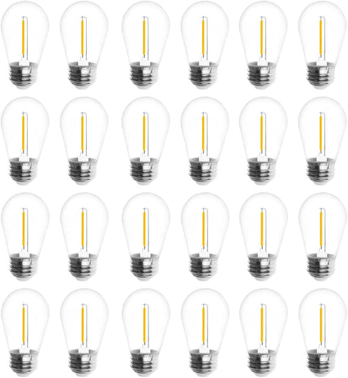 Jslinter 24-Pack LED 1W String Light Bulbs, S14 Plastic Shatterproof Edison Vintage Style Replacement 1 Watt Outdoor 2200K, Waterproof, Warm White...