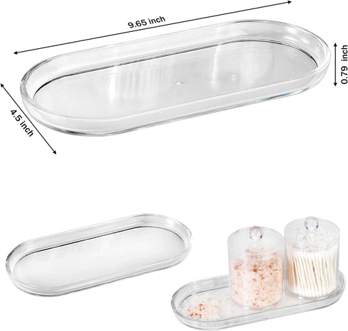SheeChung Acrylic Vanity Tray, 2 Pack, Clear, 9.65 in x 4.5 in x 0.79 in, Catchall Tray, Countertop Sink Tray Dispenser, Sturdy Holder for Cabinet...