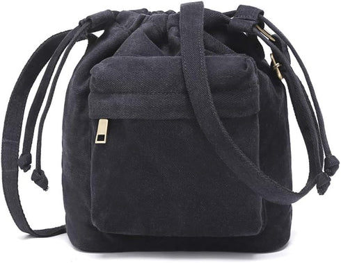 Crossbody Bags for Women Small Canvas Drawstring Bucket Purse Cute Little Boho Bag...