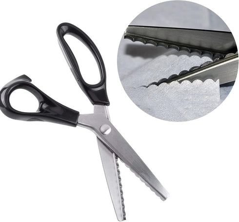 Pinking Shears, Fabric Decorative Round Stainless Steel Pinking Shears Professional Zig Zag Craft Scissors (7mm)...