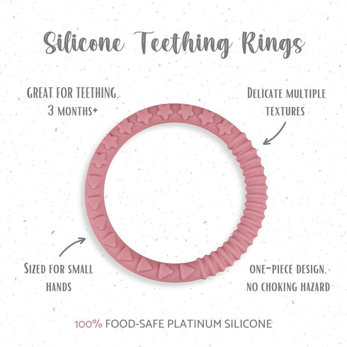 Silicone Teether Bracelet, Soft Silicone Teether Rings with Organic Featuring Multiple Raised Textures to Soothe Gums, Food Grade Silicone, BPA & ...