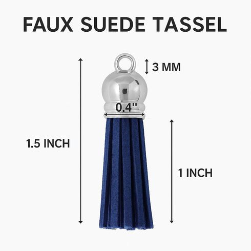 Mandala Crafts 100 Pcs Navy Blue Faux Suede Tassels Bulk Keychain Making Supplies - Small Leather Tassels for Charms, Jewelry Making, and DIY Craf...