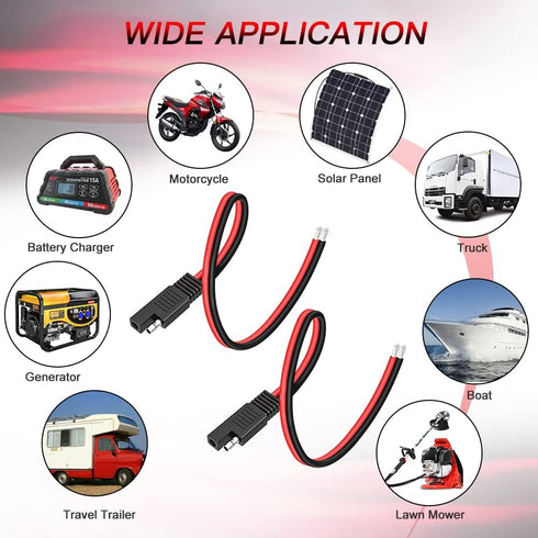 ELECTOP 10AWG SAE Connector Extension Cable, SAE Quick Connector Disconnect Plug SAE Power Automotive Extension Cable Solar Panel Cable Wire(2 Pac...