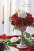 Floroom Artificial Flowers 25pcs Real Looking Dark Red Foam Fake Roses with Stems for DIY Wedding Bouquets Bridal Shower Centerpieces Party Decora...