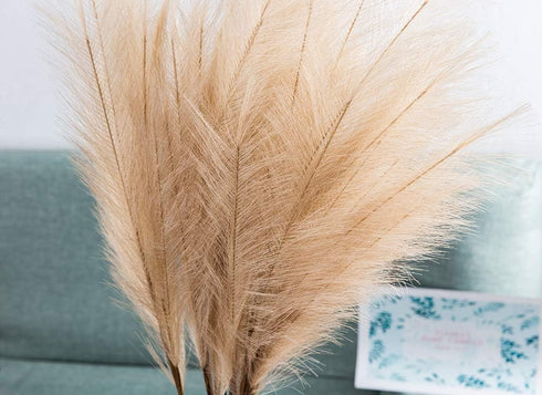 UiiziC Faux Pampas Grass Dried Fluffy Artificial 6pcs 35" Ascendant Grass for Vase Fillers Wedding Party Bouquets Home Hotel Centerpieces Decor (B...