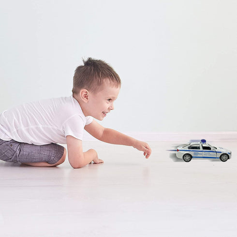 2 Pack Metal Diecast NY Police Cars Pull Back Battery Powered with LED Headlights and Siren Sounds 1:32 Scale...