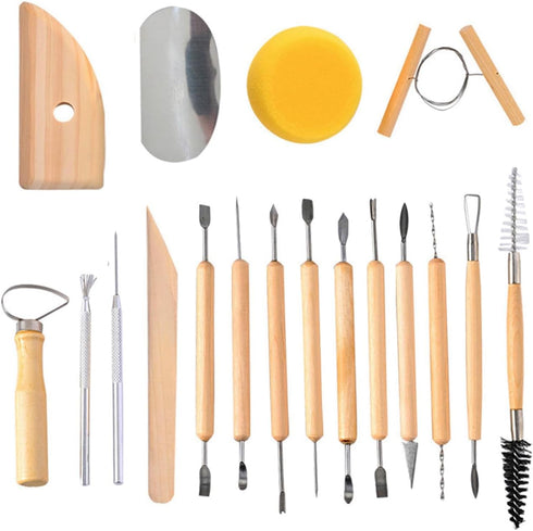 S & E TEACHER'S EDITION 19 Pcs pottery tools & Clay Sculpting Tools, Double Sided Ceramic Clay Carving Tool Set for Pottery Modeling Smoothing....