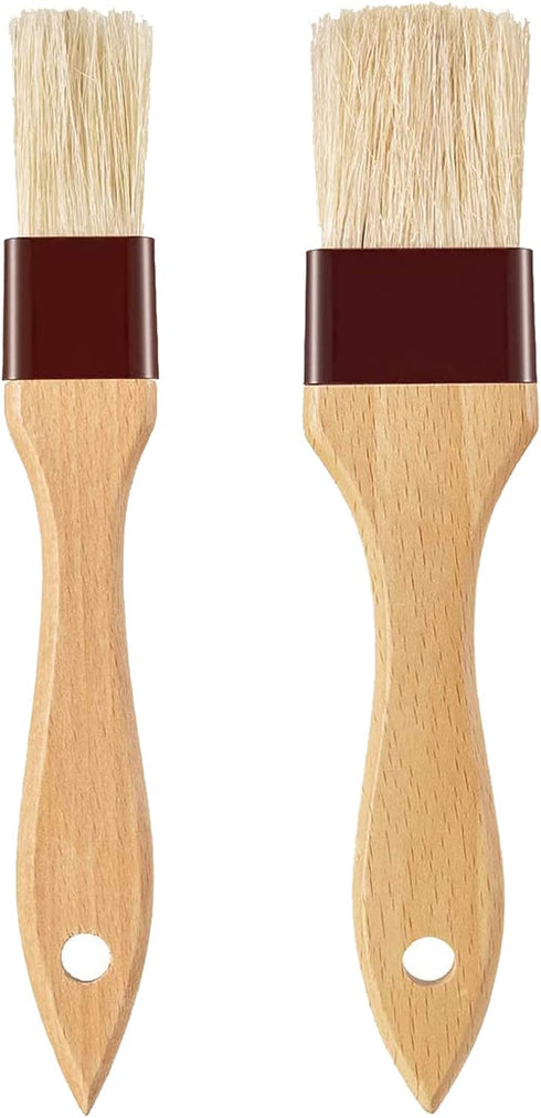 Pastry Brush-Basting Brush for Cooking,2 Pc Boar Bristles Food Brush for BBQ,Beech Wooden Handle Butter Brush for Baking/Spreading Marinade/Sauce/...