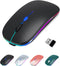 Wireless Bluetooth Mouse for iPad/MacBook Pro/Air/Laptop/pc Rechargeable Silent Mouse Portable Slim for Surface Pro/Lenovo/Samsung Tablet (LED/Bla...