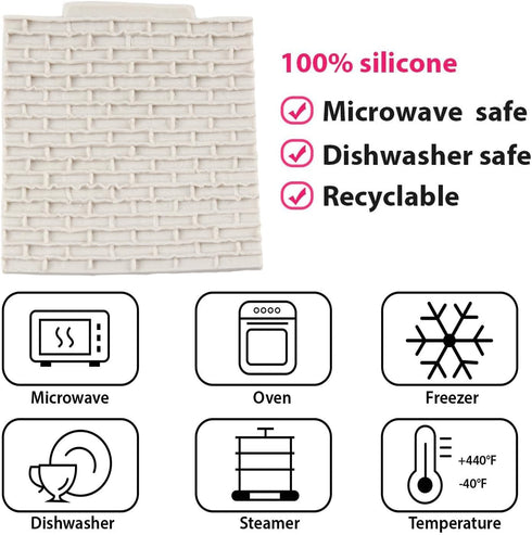 Rock Brick Wall Texture Fondant Molds Brick Wall Silicone Impression Mat For Cake Decoration Cupcake Topper Chocolate Candy Polymer Clay Gum Paste...