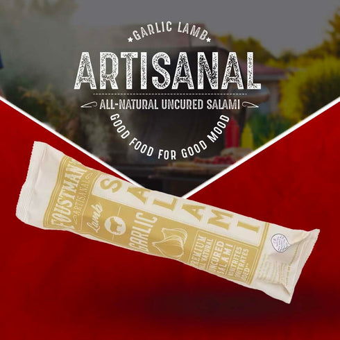 Foustman's Salami Garlic Lamb Artisanal, Nitrate-Free, Naturally Cured, Gluten-Free, Dairy-Free, No Pork, 8 Oz Sticks...