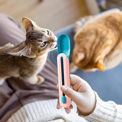 Cat Wet Treats Dispense Spoon?Treat Squeeze Spoon? Feeding & Watering Supplies Wet Cat Food Storage pet Food Spoon(Yellow and Blue)...