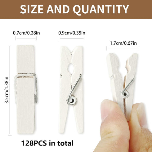 Mini Photo Clips, 128 Pcs, 1.4 Inch Small Wooden Clothespins for Baby Cloth, Pictures...