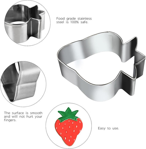 10PCS Fruit Cookie Cutters Set, Stainless Steel Fruits Shape Cookie Cutters Molds Pineapple, Strawberry, Pear, Lemon, Apple, Grape, Peach, Banana,...
