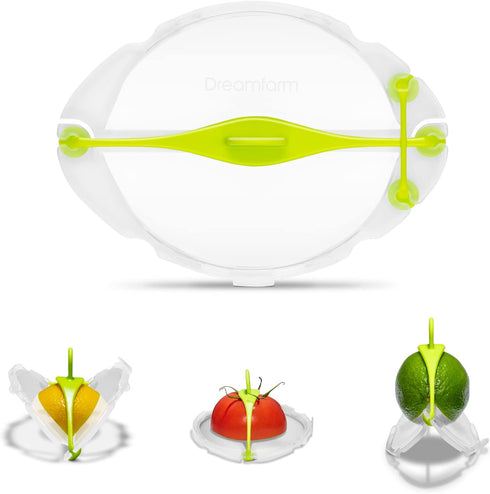 Dreamfarm Savel Flexible, Food Safe, & Adjustable Fruit & Vegetable Saver & Storage Cover - Clear/Green...