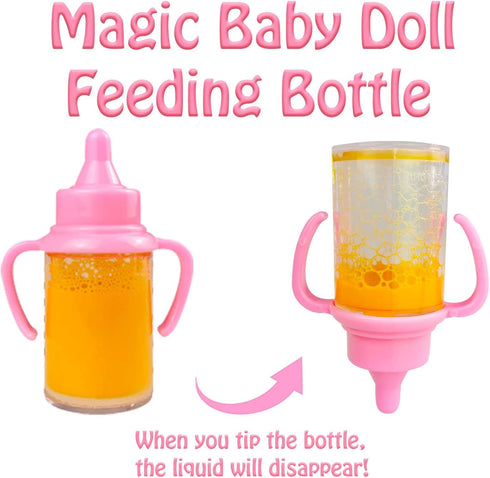 BNUZEIYI Baby Doll Accessories -Baby Doll Feeding and Caring Set with Diaper Bag Bottles for Girls Toys Gift, Stuff Doll Clothes fit 14-16 Inch Do...