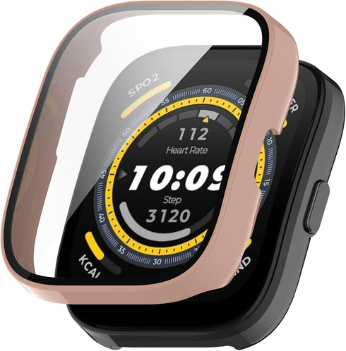 Protective Case Compatible for Amazfit Bip 5 Screen Protector, All-Around Case Tempered Glass Bumper Full Cover Shell Coverage Cases for Amazfit B...