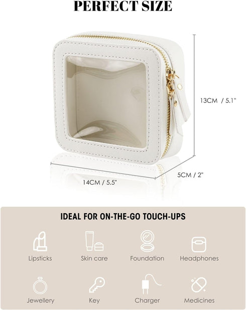 Mini Clear Makeup Bag for Purse, Cute Small Travel Cosmetic Bag with Visual Window & Dual Zippers, Makeup Pouch for Women (Black, Mini)...