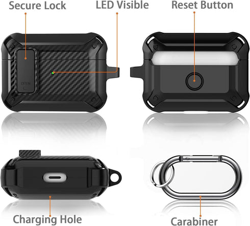 AirPods Pro Case Cover with Keychain Hard Protective Case for Apple AirPods Pro 1st Generation Case Shockproof AirPod Pro Case with Secure Lock - ...