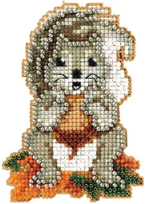 Squirrelly Beaded Counted Cross Stitch Ornament Kit Mill Hill 2012 Autumn Harvest MH18-2206...