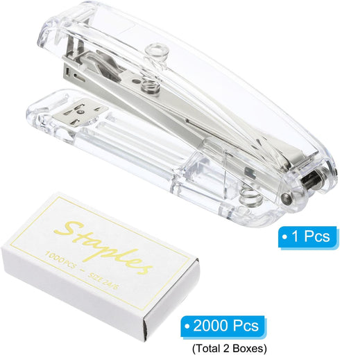 PATIKIL Acrylic Stapler Set, Portable Stylish Manual Effortless Desktop Stapler with 2000 Pcs 24/6 Staples for Classroom Home Office Desk, Silver...