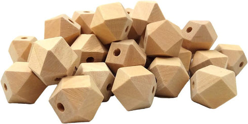 30pcs Natural Wood Geometric Hexagon Beads 14mm Maple Wood Polygon Ball Wooden Loose Spacer Beads for Crafts DIY Jewelry Making (30pcs)...