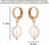 Huggie Small Hoop Pearl Earrings, Natural Fresh-water Pearl Earrings 18k Gold Plated Crystal Drop Dangle Earrings for Women...