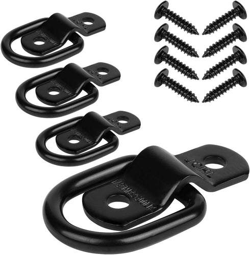 D Rings Tie Down Anchors Hooks for Trailer Truck Bed Bracket Enclosed Points Pickup Camper Surface Mount D-Ring Heavy Duty 1/4" 2400 Pound Capacit...