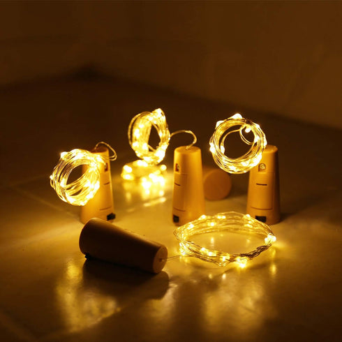 Aluan Wine Bottle Lights with Cork, 12 LED 10 Pack Fairy / String Lights Waterproof Battery Operated for Jar Party Wedding Christmas Festival Bar ...