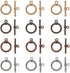 Beadthoven 20 Sets Tibetan Style Twisted Toggle T-Bar Clasps Mixed Color Round Bracelet Jewelry Claps Connectors OT Buckle Closure Findings for DI...