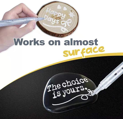 AKARUED Silver Acrylic Paint Markers, 8 Pack Acrylic Silver Paint Pen Sets for Rock Painting, Wood, Stone, Glass, Ceramic, Paper, Drawing, Art Pro...