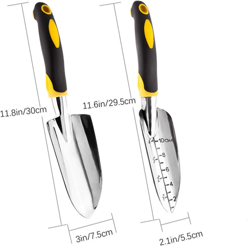 Garden Trowel, Hand Shovel, 2 Piece Cast-Aluminum Heavy Duty with Soft Rubber Handle Garden Tools, Small Hand Trowel for Women Men Kids Gardening...