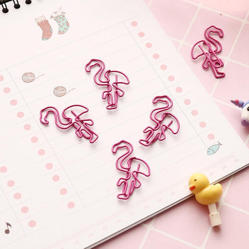 Flamingo Shape Paper Clips with Clear Box, JruiZhp 50 Pcs Pink Funny Cute Paperclips Bookmarks Planner Clips, for Fun Office Supplies School Gifts...