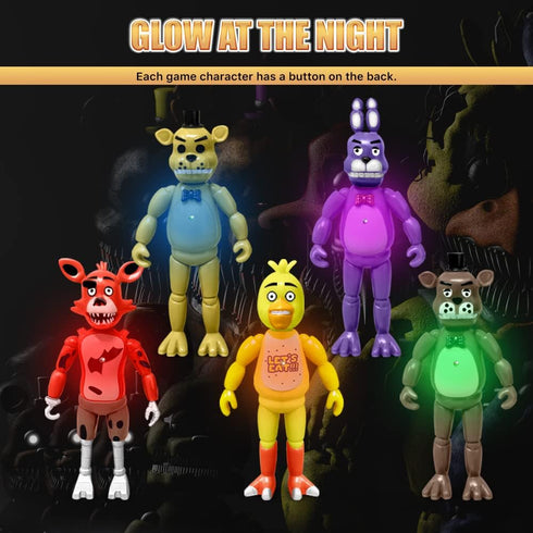 Action Figures Set, 5 Pcs Action Figures Toys, 5.5 Inches Movable Joints Collectible Toys Set with Light for Toys Dolls Gifts Cake Toppers...