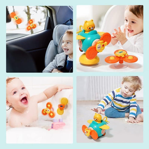 3 in 1 High Chair Toys with Suction Cups Spinner Baby Toys for Babies 6-12 Months,Infant Teething Tray Rattle Bath Toys for Babies 12-18 Months To...