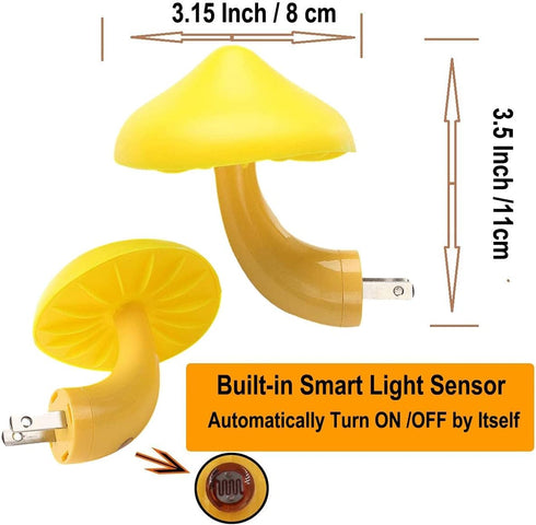 AUSAYE 2Pack Mushroom Night Light Plug in Lamp,Led Lights for Adults Kids Baby Children NightLight Wall Decor Lamp Bedroom Bathroom,Toilet,Stairs,...