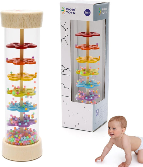 Baby Rain Stick, 7.7’’ Rain Stick Baby Toy for 6-12 Months, Rain Sticks for Kids, Rain Stick Rattle Shaker Baby Toys, Sensory Developmental Toy fo...