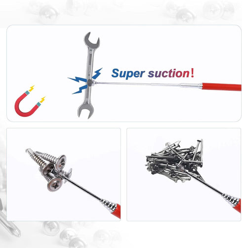 2Pcs Magnetic Telescoping Pick Up Tool for Small Metal Tools with Pocket Clip 3 Lb Extendable Magnetic Grabber Reacher Tools,for Men, DIY Handyman...