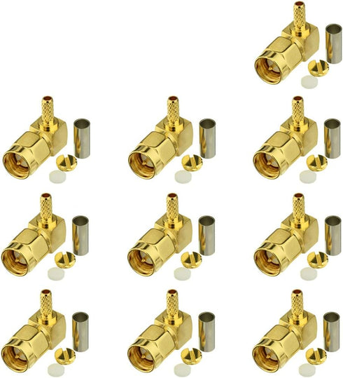 Eightwood 10pcs SMA Male Crimp Right Angle RF Connector for RG316 RG174 LMR100 Coax Cable...