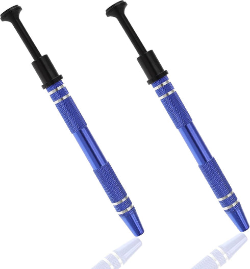 2 Psc Pick Up Tool, IC Clip Tweezers, Metal 4 Prongs Grabber Tool for Catch IC Chips, Electronic Tiny Components & Jewel, Blue...