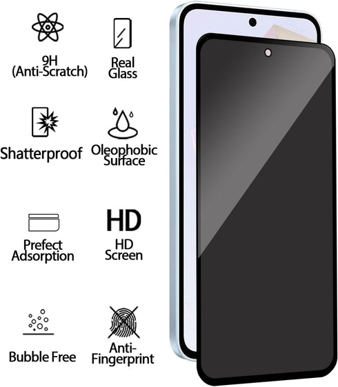 2 Pack Privacy Screen Protector for Samsung Galaxy A35 5G with 2 Pack Camera Lens Protector, Anti-Spy Tempered Glass Film, Full Coverage, Anti-Scr...