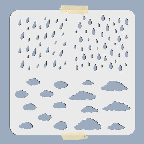 Raindrop Cloud Stencil Rain Drop Clouds Drawing Painting Stencils 11.8×11.8 Inch Reusable Weather Stencil for Wall Decoration Window Paper DIY Art...