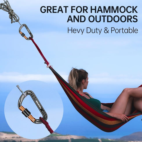Heavy Duty Lightweight Locking Carabiner Clips 12KN D Ring for Camping Hiking Outdoor Gym etc, Carabiner with Lock Small Carabiners for Dog Leash ...