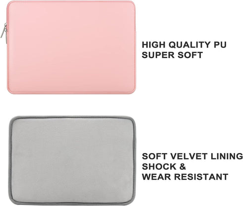 RAINYEAR 13.3 Inch Laptop Sleeve Soft PU Leather Case Water Resistant Padded Zipper Cover Protective Carrying Bag Compatible with 13.3" Notebook C...